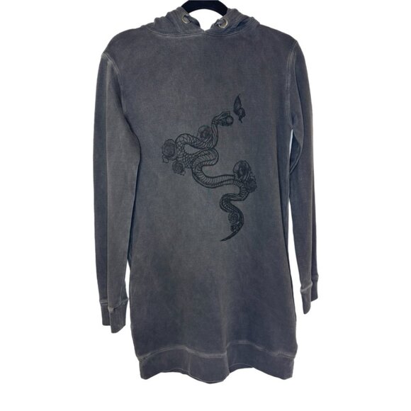 Zadig & Voltaire Sweatshirt Dress XS Black Gray Silly Bis Snake Whimsigoth Goth - Picture 2 of 14